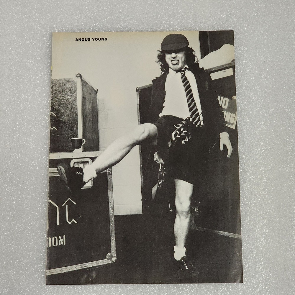 Angus Young Rob Halford Double Sided Vintage Poster Clipping 8x10 1980s AC/DC